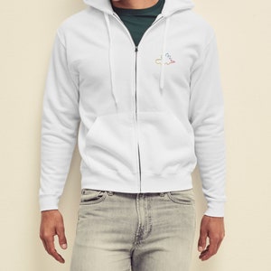 Embroidered Rainbow Dino Zipped Hoodie, Rainbow, Dino, Zipped, Zip, Unisex, For Him, For Her, Birthday, Christmas, Gift, Present, Vegan