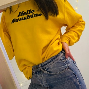 Sunshine Sweatshirt Embroidered, Sun, Unisex, Oversized, Crew Neck, Yellow, Lounge, Christmas, Comfy, Gift, Present, Cotton, Polyester