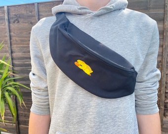 Embroidered Duck Belt Bag, Bag, Belt, Across Body, Duck, Sleepy Duck, Duck Gift, For Him, For Her, Belt Bag, Gift, Present, Cotton, Vegan
