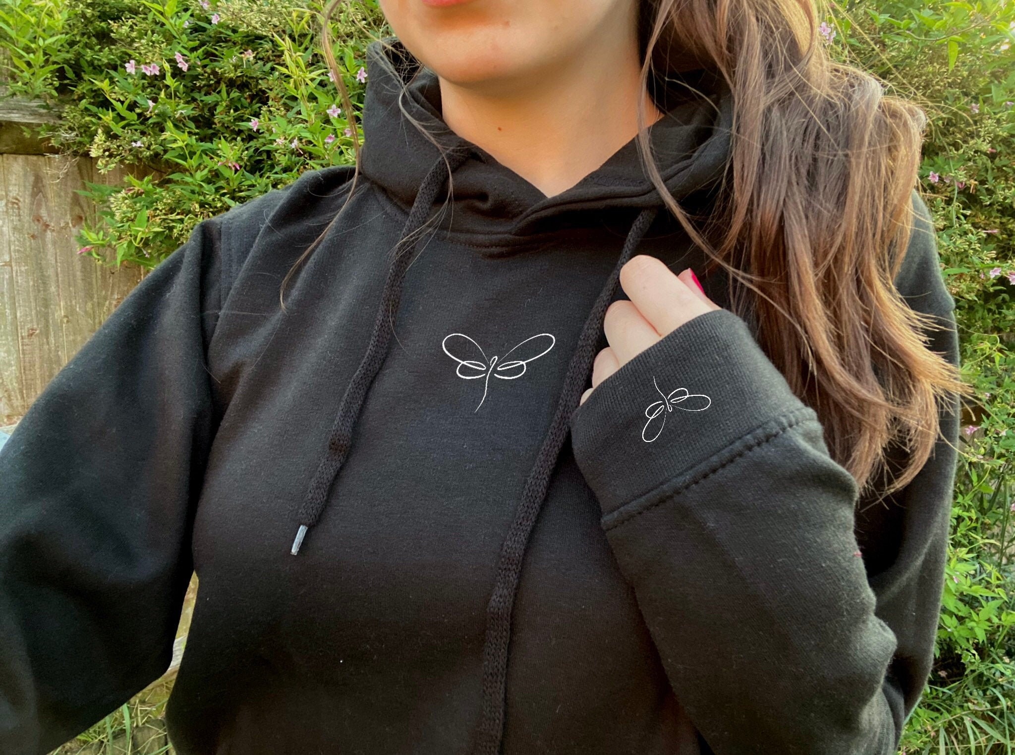 Embroidered Dragonfly Hoodie Hoodie Dragonfly Dragon Etsy UK