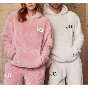 Personalised Embroidered Fluffy Tracksuit Set, Tracksuit, Trackies, For Him, For Her, Initials, Valentines, Gift, Couples, Unisex, Present