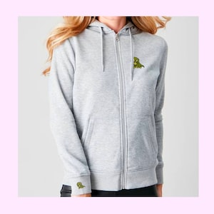 Embroidered Triceratops Zipped Hoodie, Triceratops, Dino, Zipped, Zip, Unisex, For Him, For Her, Birthday, Gift, Present, Cotton, Vegan
