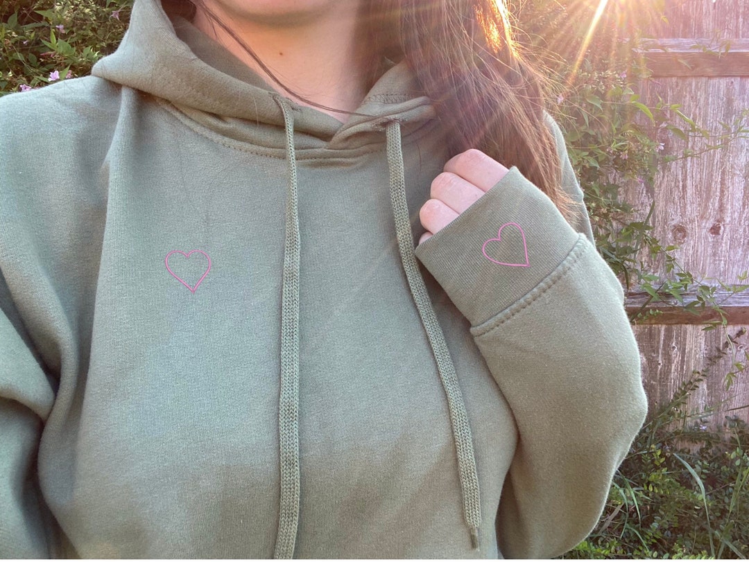 Embroidered Heart Hoodie Hoodie Heart Minimalist Simple Etsy UK