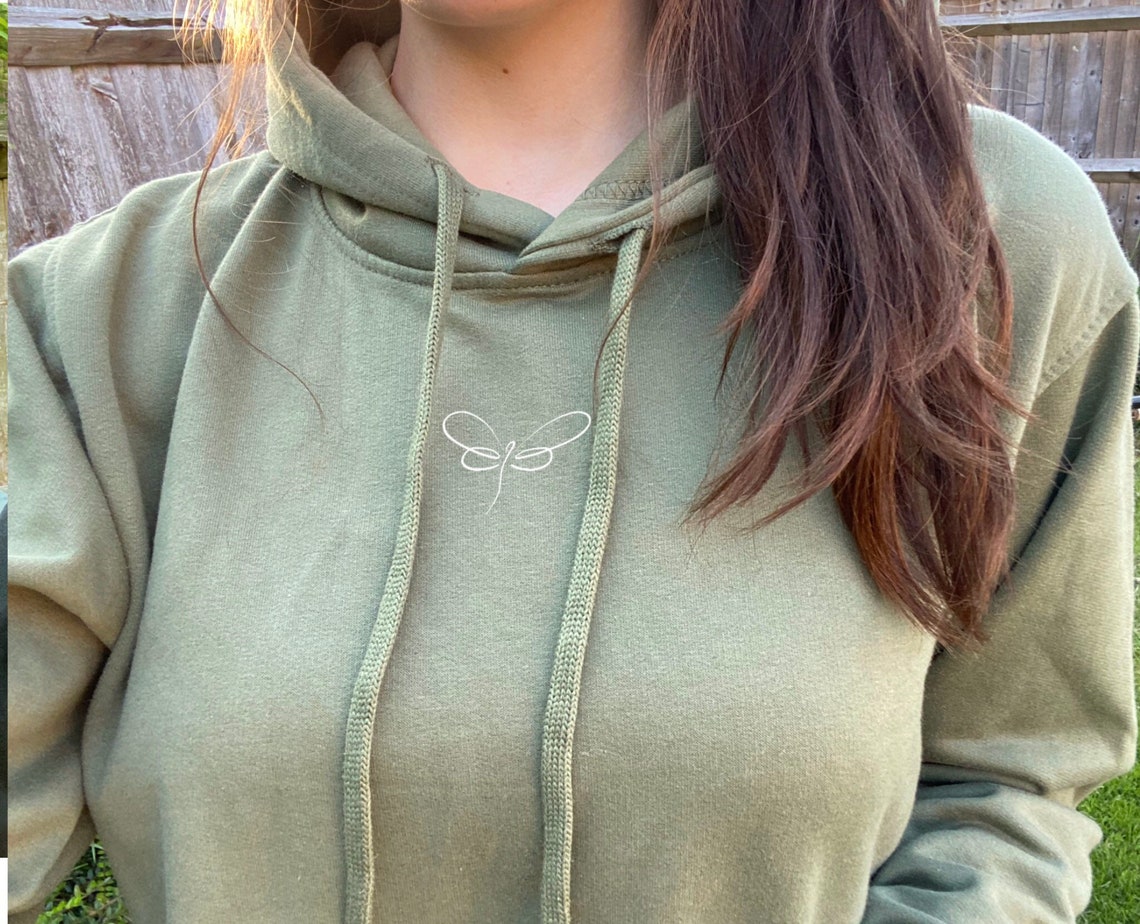 Embroidered Dragonfly Hoodie Hoodie Dragonfly Dragon Etsy UK