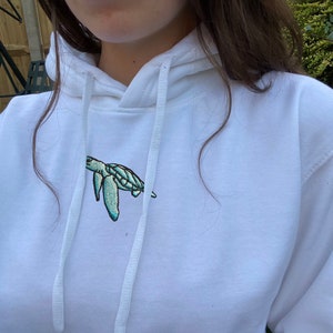 Embroidered Turtle Hoodie, Turtle, Fish, Unisex, Oversized, For Him, For Her, Loungewear, Birthday, Comfy, Christmas, Present, Cotton, Vegan