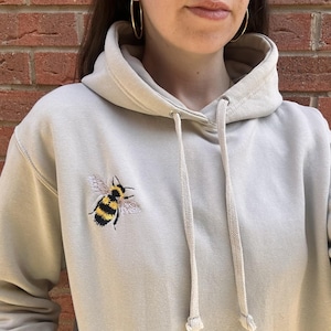 Embroidered Bumble Bee Hoodie | Bee Lover Gift | Nature Inspired Unisex Hoodie