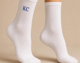 Personalised Embroidered Initial Socks | Custom Crew Socks