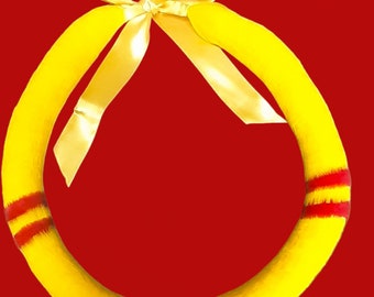 Ilima and Red Lei Hulu Kamoe, Maui Feather Lei, Handmade Custom