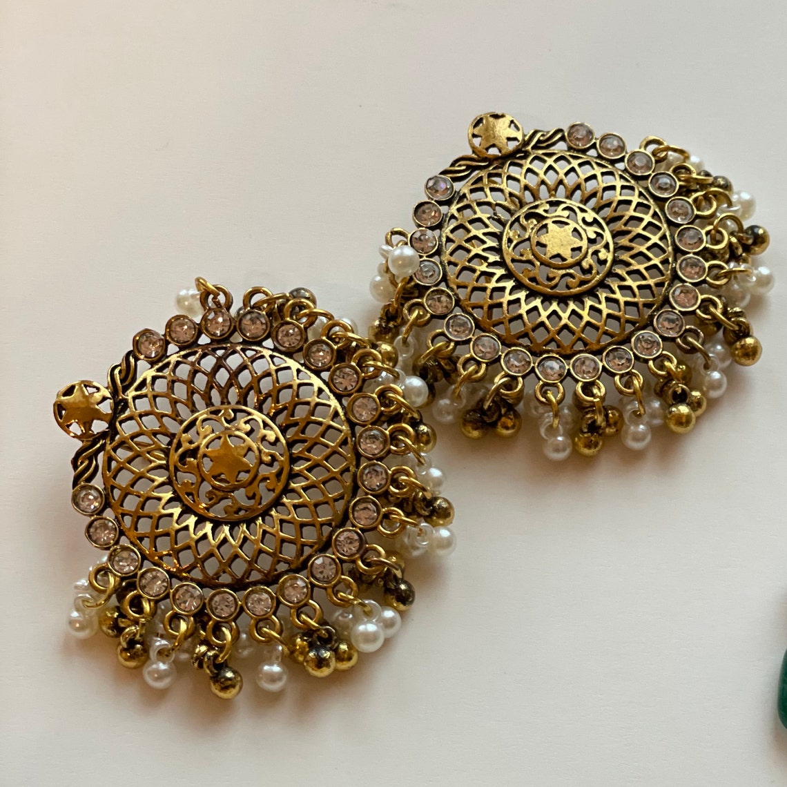 Desi Jewelry, Golden Desi Earring, Silver Desi Earrings, Gold Necklace