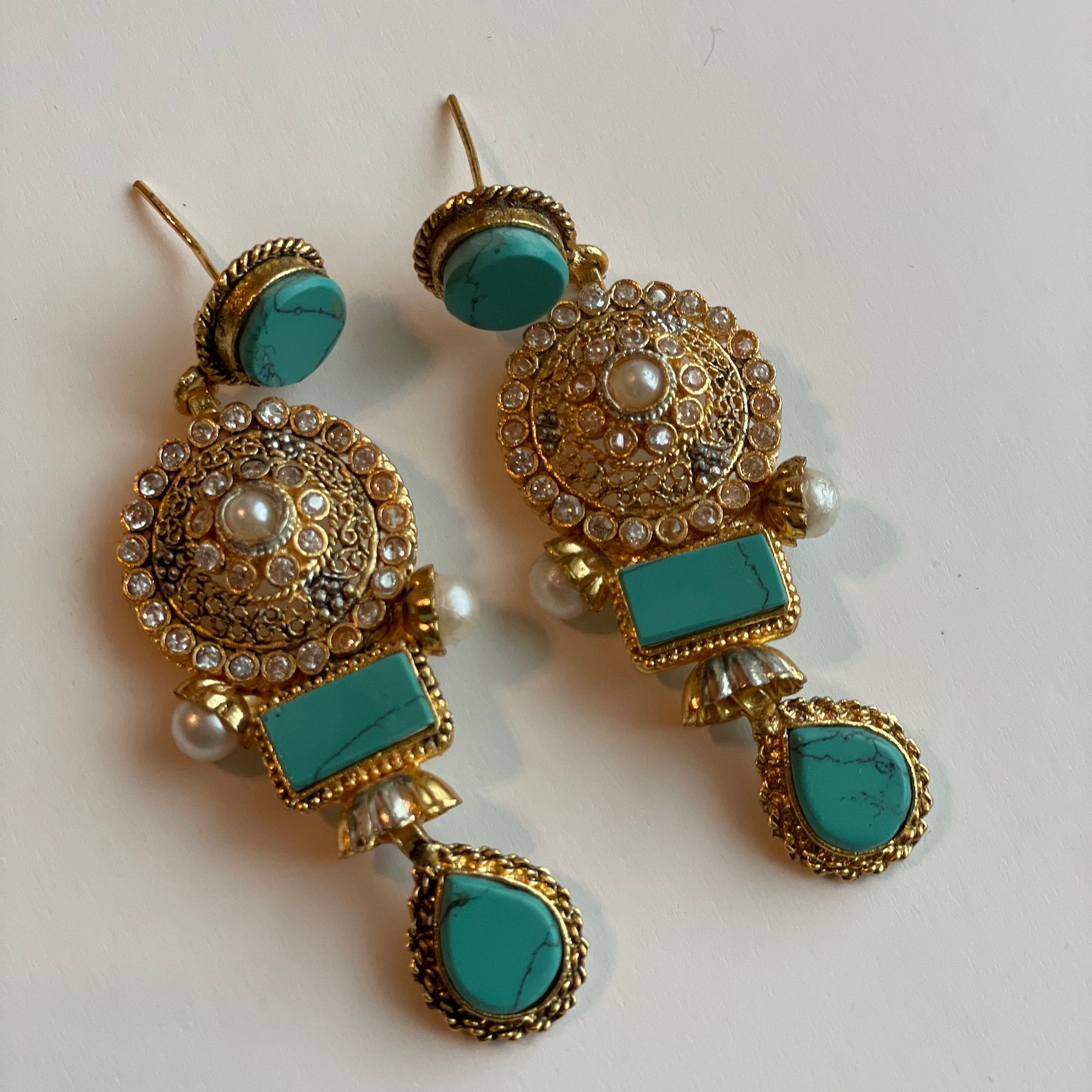 Desi Jewelry Golden Desi earring Pakistani Earrings Gold Etsy