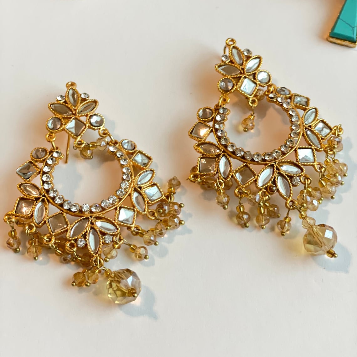 Desi Jewelry Golden Desi earring Pakistani Earrings Gold Etsy