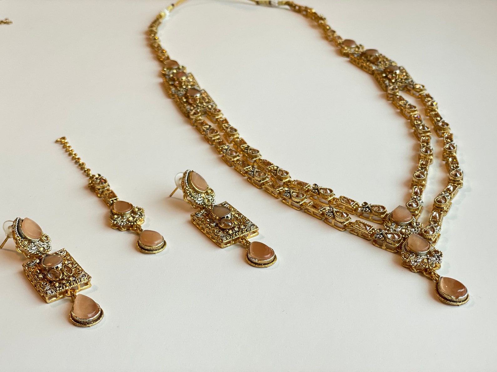 Desi Jewelry Golden Desi Jewelry Sets Pakistani Jewelry Set Etsy