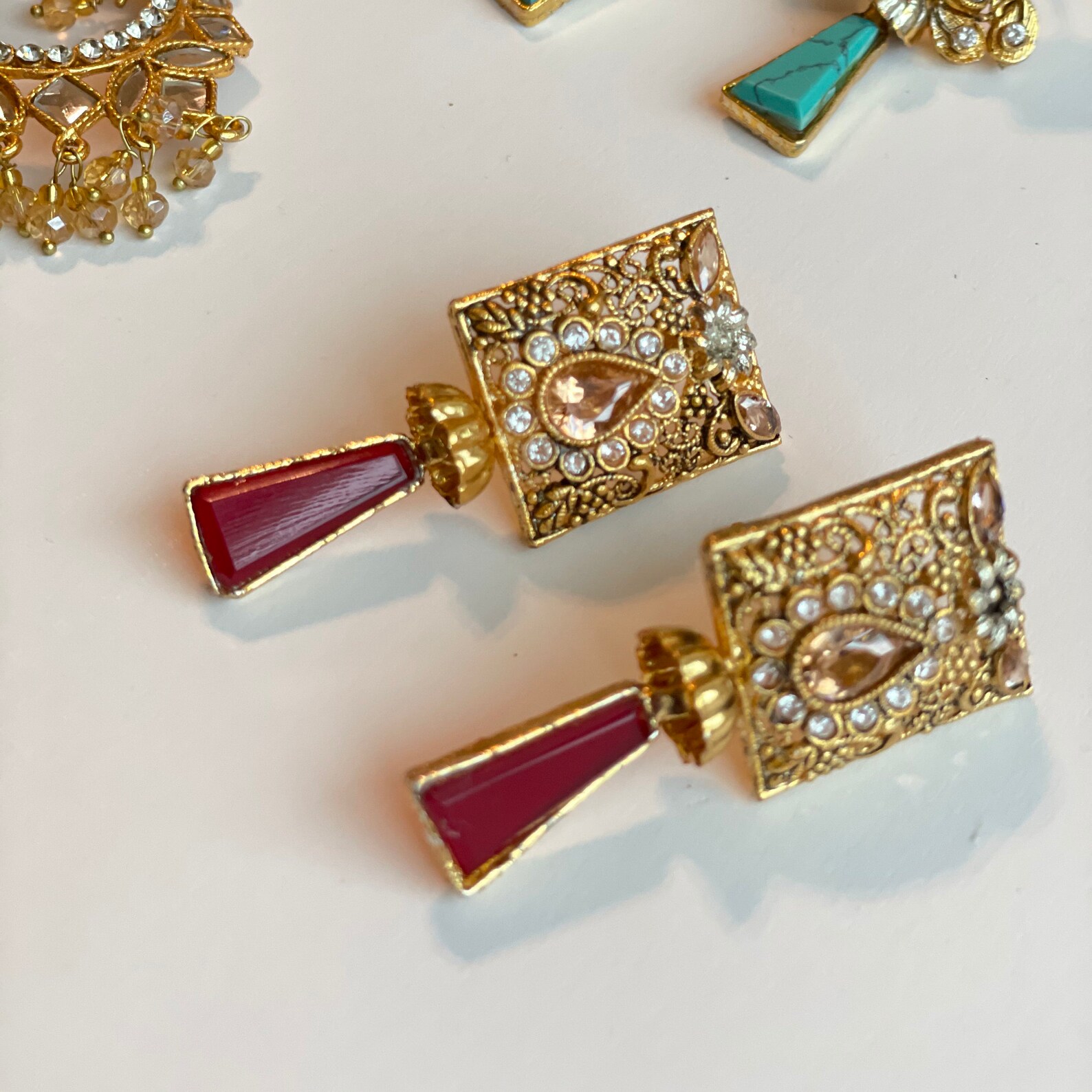 Desi Jewelry Golden Desi earring Pakistani Earrings Gold Etsy