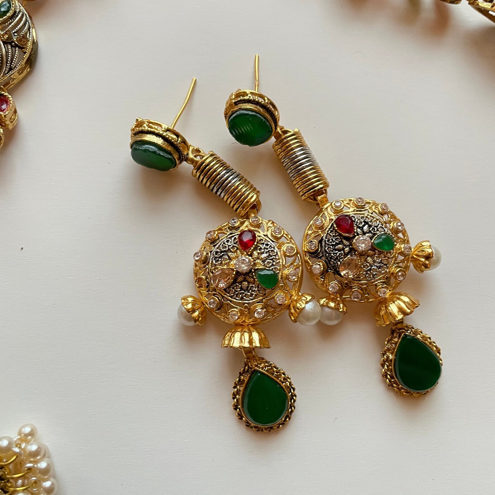 Desi Jewelry Golden Desi earring Pakistani Earrings Gold Etsy