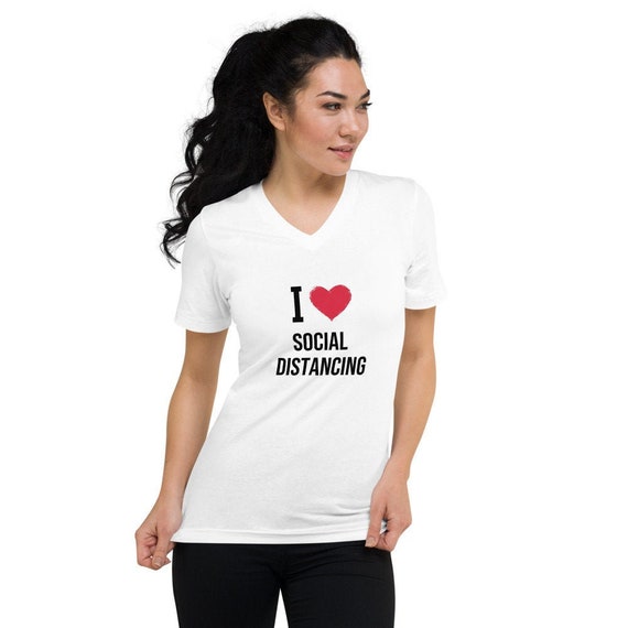 I Heart Social Distancing V-neck Shirt 