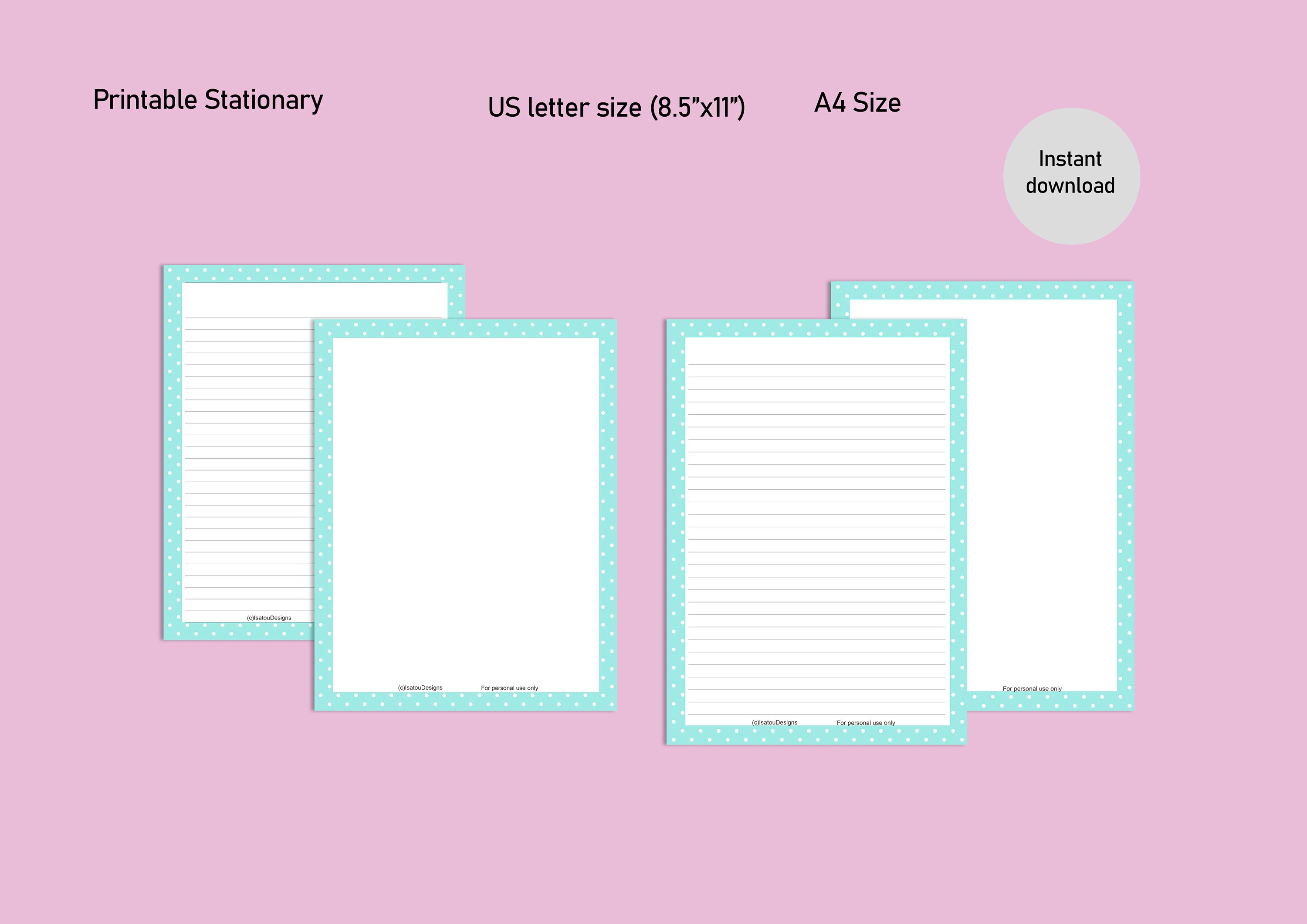 Printable writing notepad / printable stationery paper / lined | Etsy