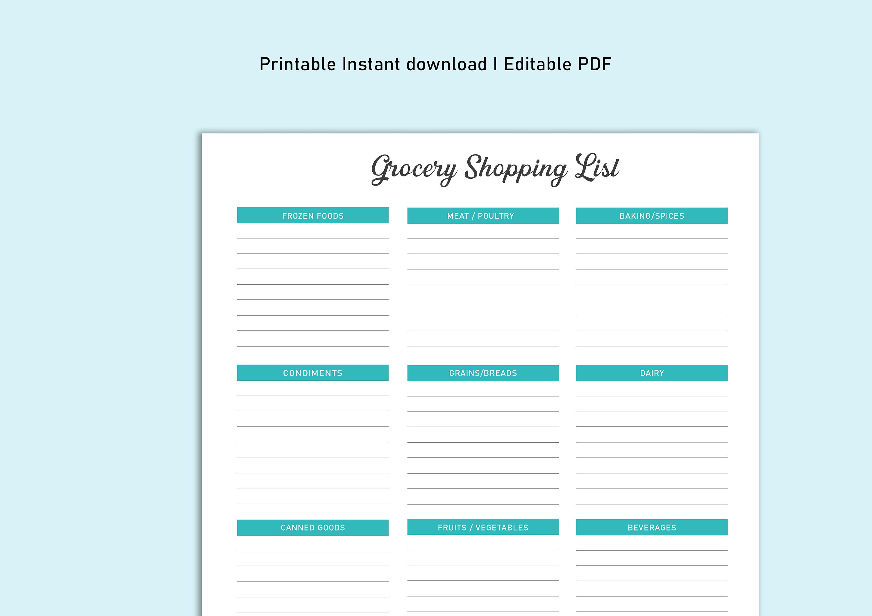 Printable Grocery List Working Mom