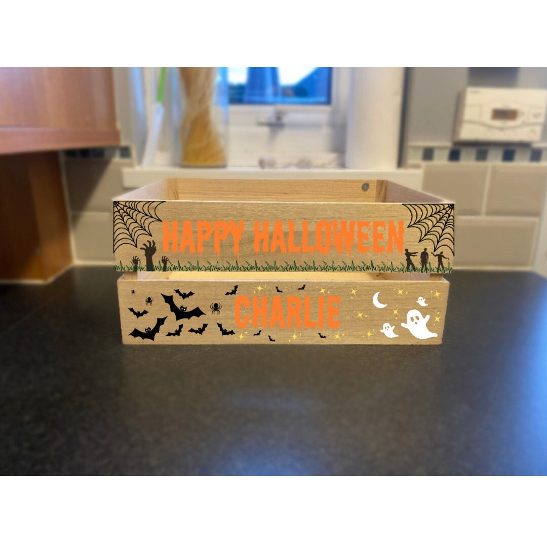Personalised Happy Halloween Crate Halloween Crate Spooky Etsy