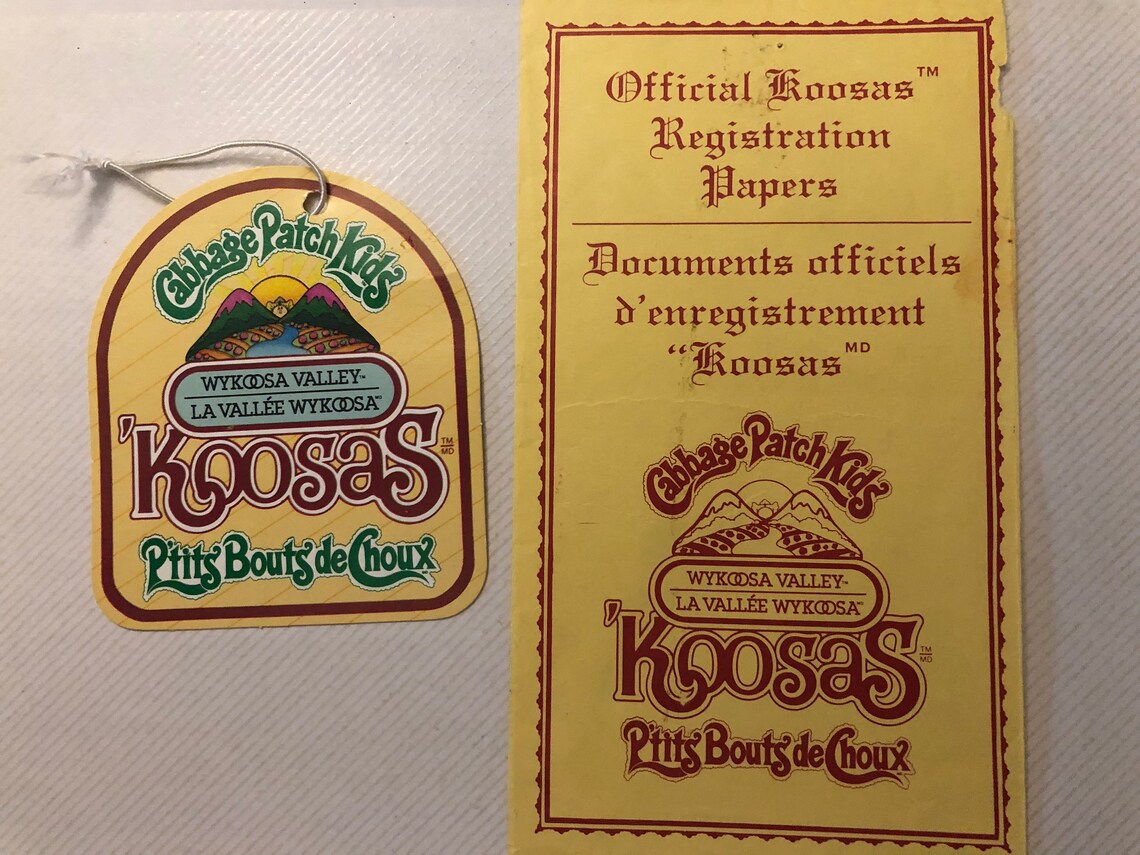 Koosas Cabbage Patch Kids Identification Certificate Cat / Dog Etsy