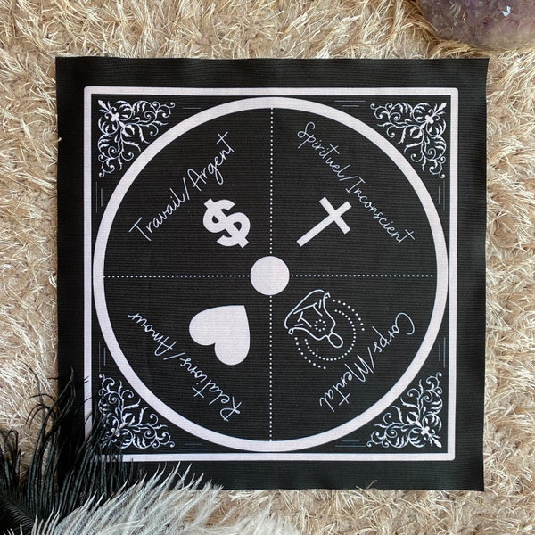 Tapis de tirage divinatoire sphères de vie pour Charm Casting, Runes, Pendule