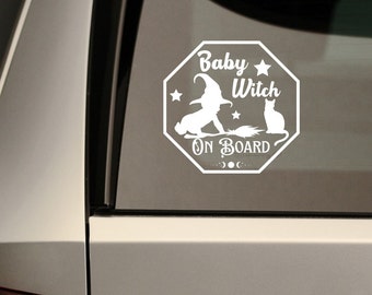 Sticker - Car Decal - Witch - Baby on Board - Window Sticker - Car Decal - Vinyl Sticker -