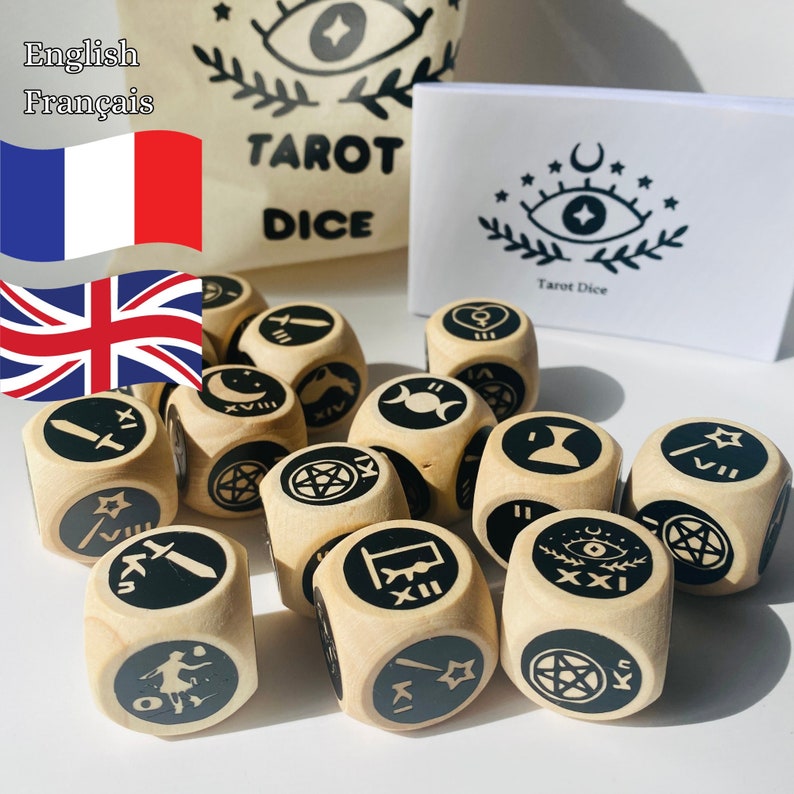 Tarot Dice Tarot 13 Dices Divination tool Dice for divination Fortune telling Charm Castin add on Dés seul