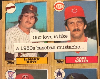 Mustache Card For Him | “Our love is like a 1980s baseball mustache” | Nostalgic Baseball Valentine's Day Card | Funny Anniversary Card