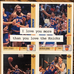 Karta New York Knicks | „Kocham cię bardziej niż ty Knicks” | Ręcznie robiona karta urodzinowa | Karta walentynkowa | Karta na Dzień Ojca