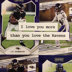 Carte Ravens de Baltimore | « Je t'aime plus que tu n'aimes les Ravens » | Carte d'anniversaire faite main | Fête des pères | Saint-Valentin| Carte d'amour