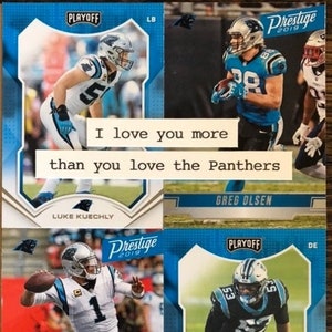 Panthers de la Caroline de Zazzle.be Liste d'envies Vous avez des idées ? « Je t'aime plus que tu n'aimes les Panthers » | Carte d'anniversaire faite main | Fête des pères | Carte Saint-Valentin