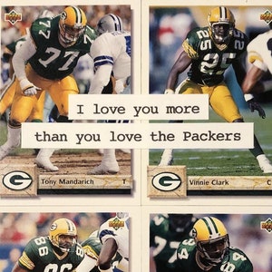 Carte de voeux de Green Bay | « Je t'aime plus que tu n'aimes les Packers » | Carte d'anniversaire faite main | Fête des pères | Saint-Valentin | Carte d'amour
