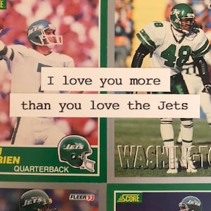 New York Jets-kaart | "Ik hou meer van jou dan jij van de Jets" | Handgemaakte verjaardagskaart | Vaderdag | Valentijnsdag | Jubileumkaart