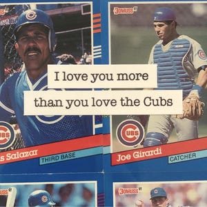 Chicago Cubs-kaart | "Ik hou meer van jou dan van de Cubs" | Handgemaakte verjaardagskaart | Vaderdag | Valentijnsdag | Liefdeskaart