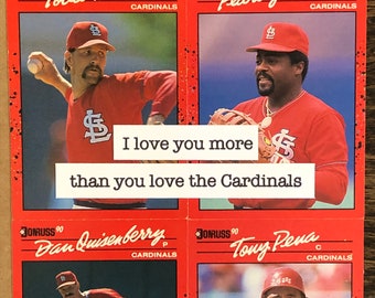St. Louis Cardinals-kaart | "Ik hou meer van jou dan jij van de kardinalen" | Handgemaakte verjaardagskaart | Vaderdag | Valentijnsdag liefdeskaart