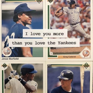 Carte des Yankees de New York | « Je t'aime plus que tu n'aimes les Yankees » | Carte d'anniversaire faite main | Fête des pères | Saint-Valentin | Carte d'amour