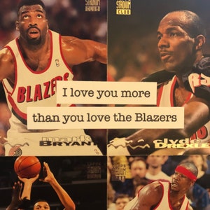 Portland Tail Blazers Karte | &quot;Ich liebe dich mehr als du den Blazer liebst&quot; | Handgemachte Karte | Valentinstag Karte |Vatertag Karte