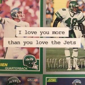Biglietto d'auguri dei New York Jets / "Ti amo più di quanto tu ami i Jets" / Biglietto d'auguri fatto a mano / Festa del papà / San Valentino / Biglietto d'auguri per anniversario