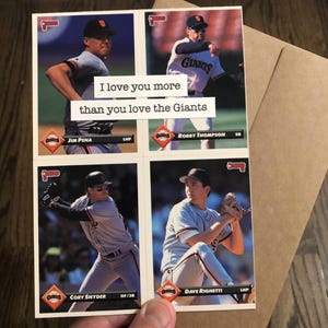 San Francisco Giants Card | &quot;I love you more than you love the Giants | Handmade Birthday Card | Father&#39;s Day | Valentine&#39;s Day | Love Card
