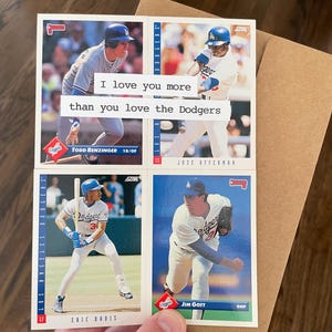 Los Angeles Dodgers Card | &quot;I love you more than you love the Dodgers&quot; | Handmade Birthday Card | Father&#39;s Day | Valentine&#39;s Day | Love Card
