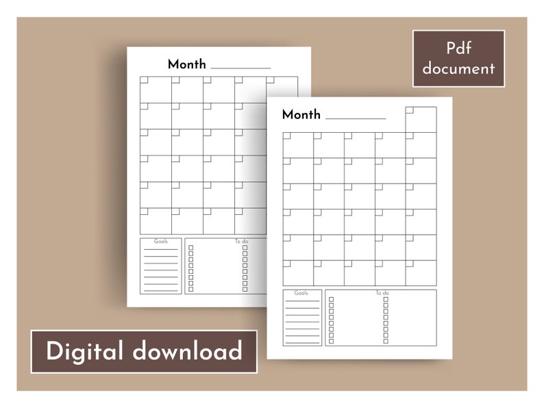Printable Undated Monthly Planner 30 and 31 Days Etsy
