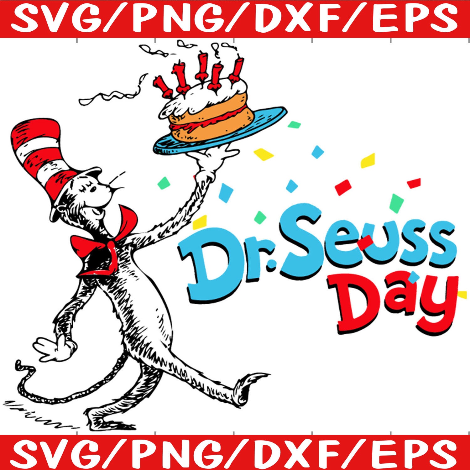 Happy Birthday Dr Seus Day Cat Svg Dr Seuss Svg Dr Seuss In Etsy