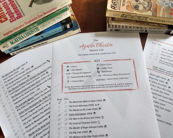 Agatha Christie Checkliste zum Ausdrucken | Lese-Tracker | Agatha Christie Bücherliste | Lesebuch | PDF