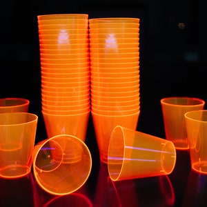 DirectGlow 2oz Neon Orange UV Blacklight Reactive Glow Party Shot Glasses