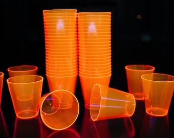 DirectGlow 2oz Neon Orange UV Blacklight Reactive Glow Party Shot Glasses