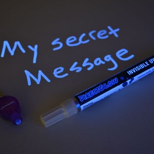 DirectGlow UV Blacklight Invisible Blue Ink Ultraviolet Reactive Marker Secret Messages Security Identification (Marker with Blacklight)