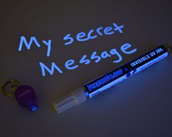 DirectGlow UV Blacklight Invisible Blue Ink Ultraviolet Reactive Marker Secret Messages Security Identification (Marker with Blacklight)