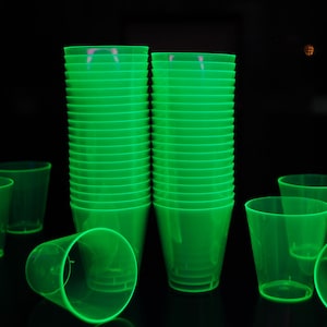 DirectGlow 2oz Neon Green UV Blacklight Reactive Glow Party Shot Glasses
