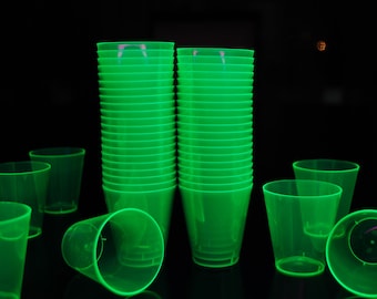 DirectGlow 2oz Neon Green UV Blacklight Reactive Glow Party Shot Glasses