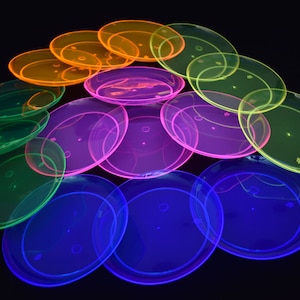 DirectGlow Neon Blacklight Reactive Hard Plastic Assorted 6 inch Party Plates Glow Birthday Holiday