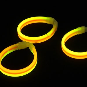 Triple Thick Tricolor Red Orange Yellow Ultra Bright Glow Bracelets Kids Safe Fun Light Up Neon Glows in The Dark Bulk Party Supply 30ct image 2